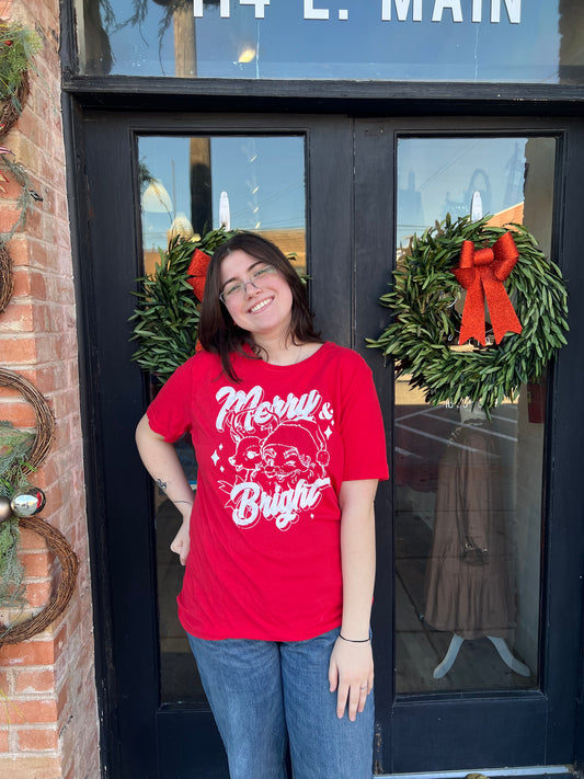 Merry and Bright Christmas Graphic Tee