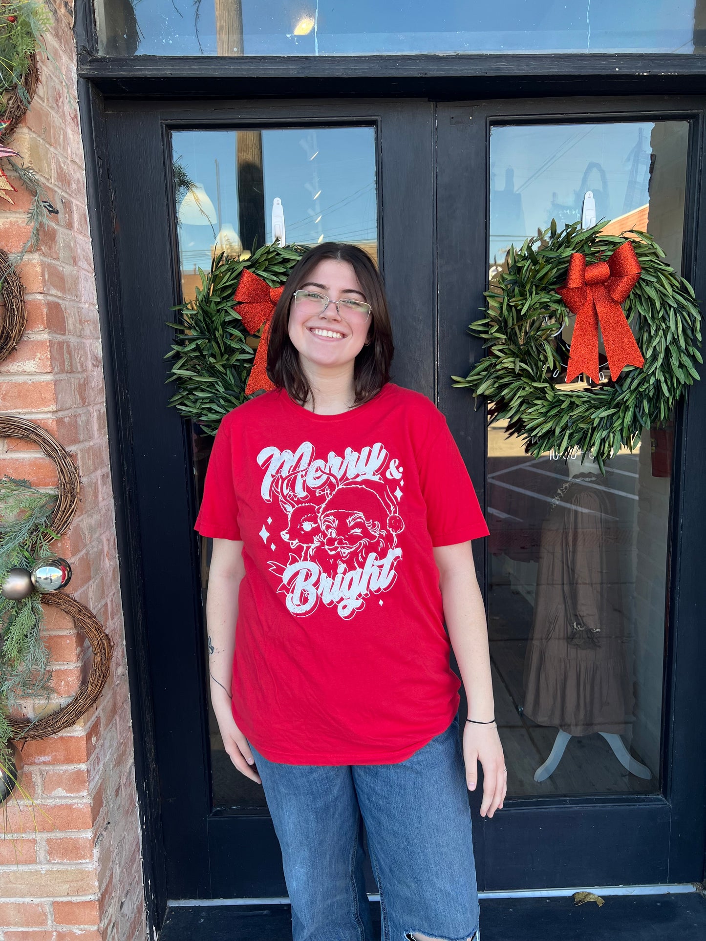 Merry and Bright Christmas Graphic Tee