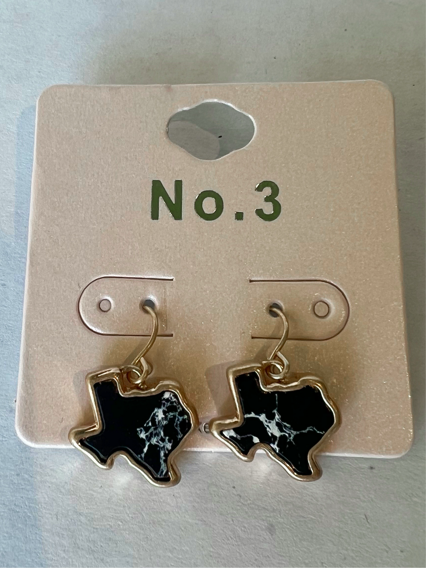 Texas Black Marble Dangle Earring