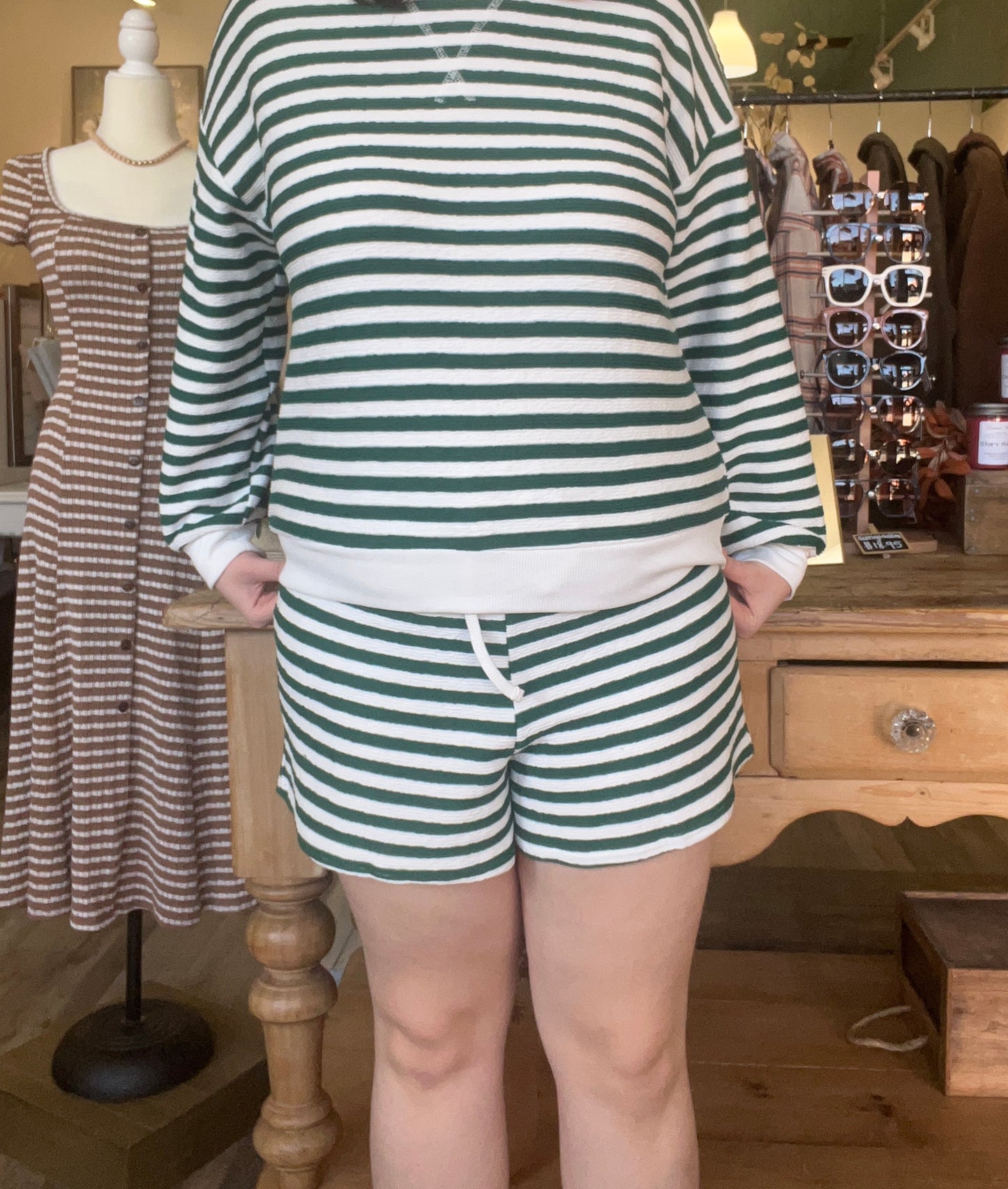 Talia Stripe Lounge Shorts - Set Bottoms