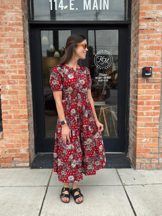Ava Red Floral Maxi Dress