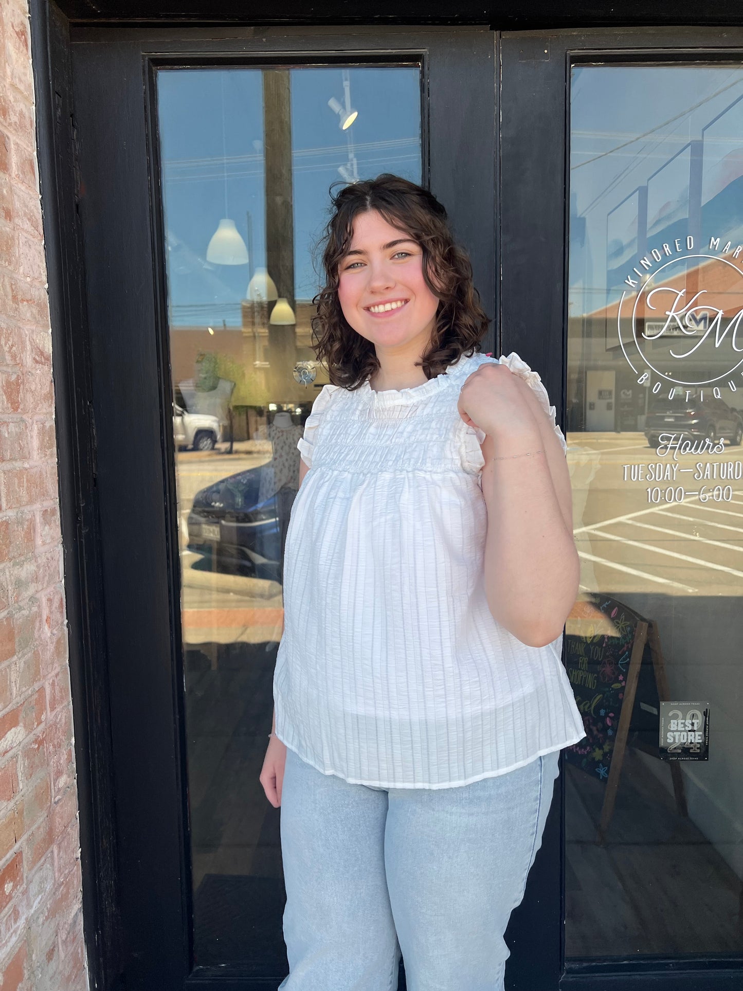 Bonnie White Ruffled Top