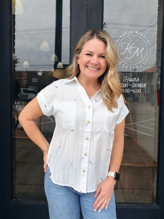 Dana Stripe Embriodery Shirt