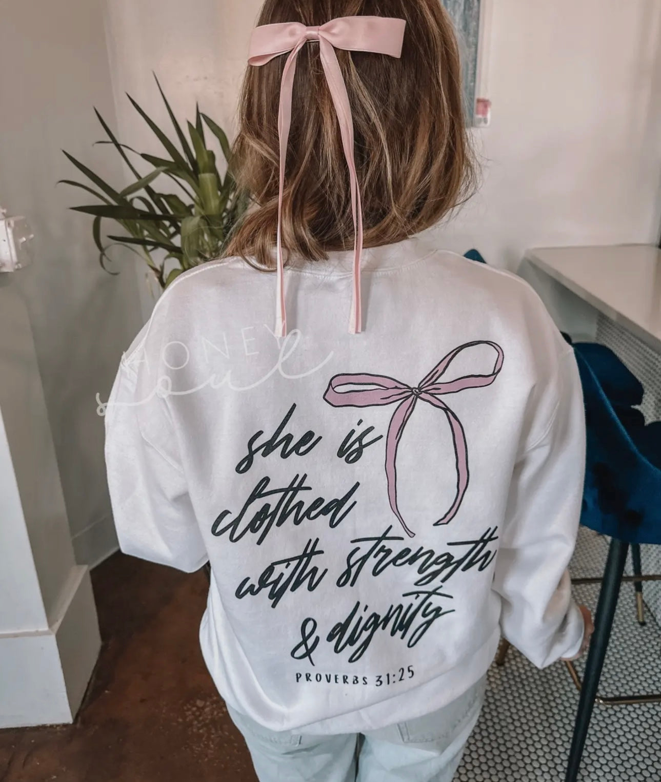 Proverbs 31:25 Bow Crewneck