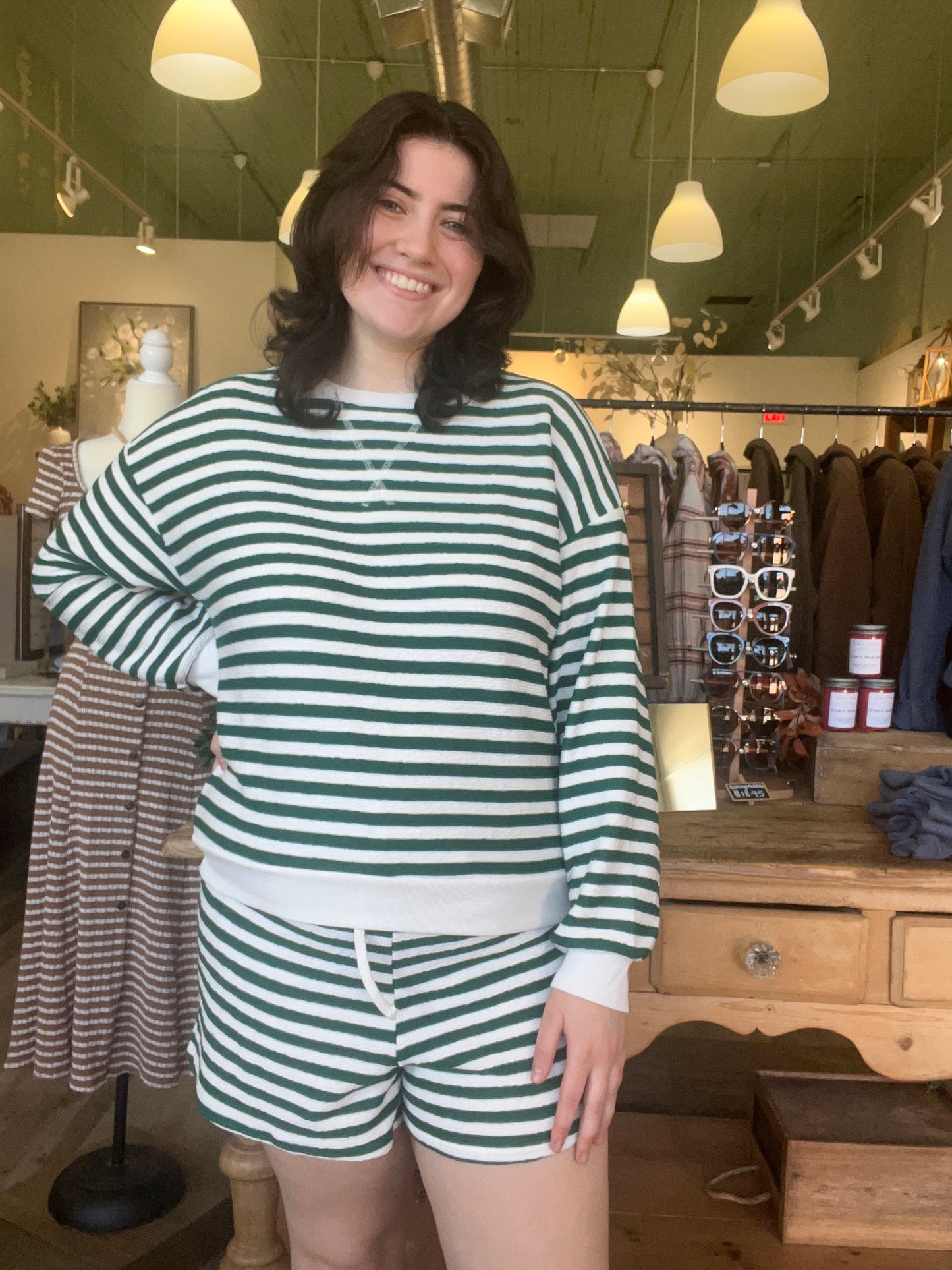 Talia Stripe Longsleeve Sweatshirt - Set Top