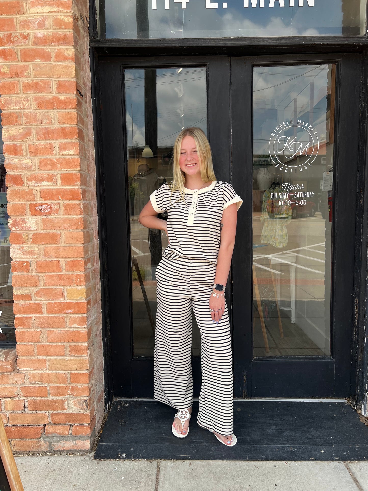 Haley Stripe Wide Leg Lounge Pants