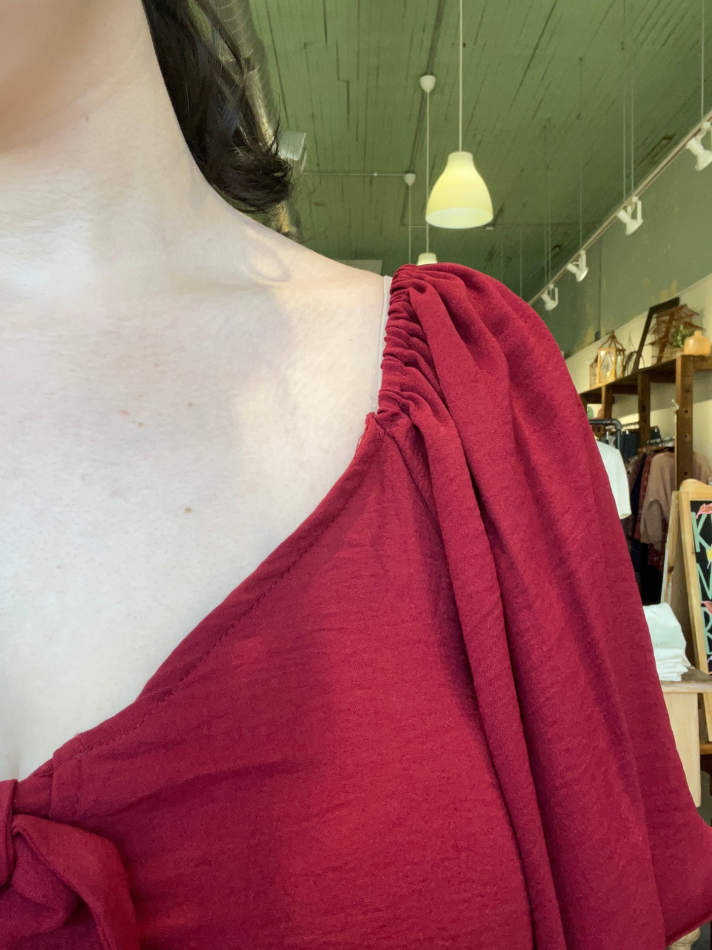 Maddie Red Front Tie Blouse