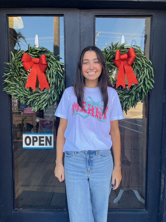 Merry Bow Christmas Graphic Tee