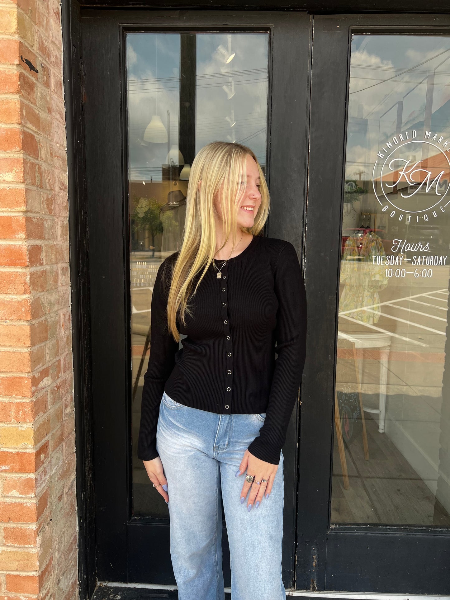 Astrid Black Ribbed Cardigan