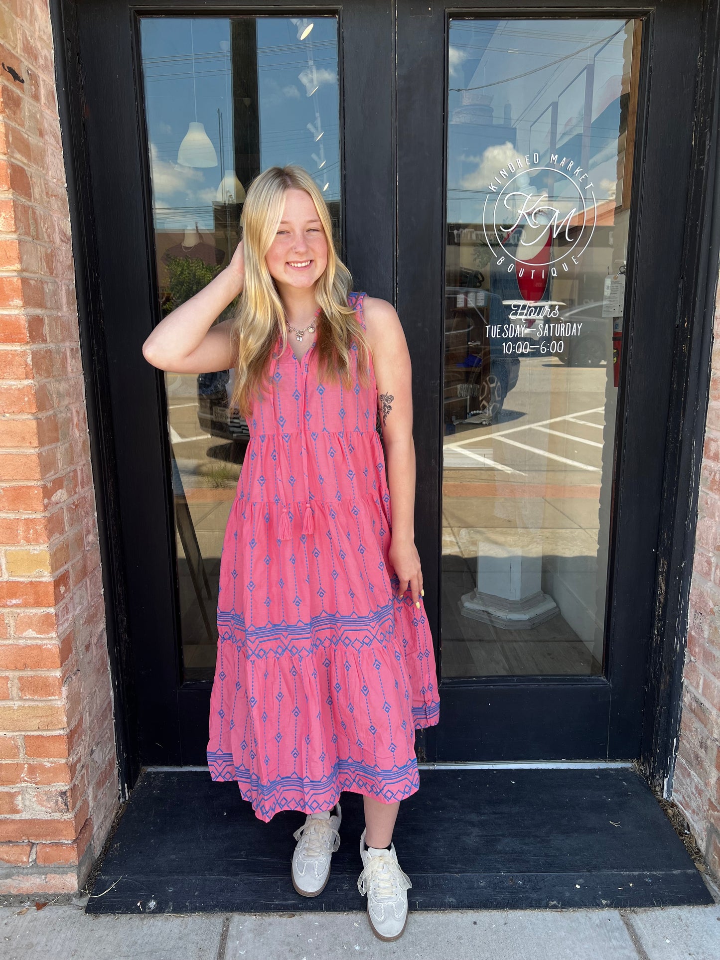 Bonnie Bubblegum Pink Embroidered Maxi Dress