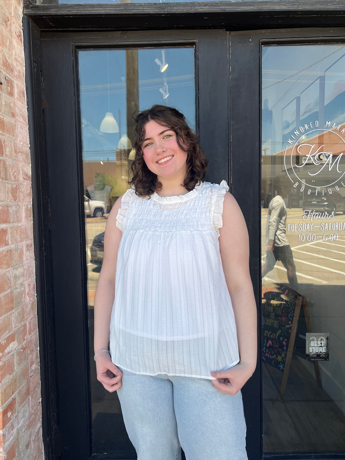 Bonnie White Ruffled Top