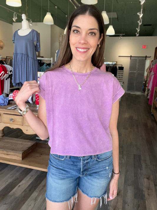 Kate Violet Acid Wash Top