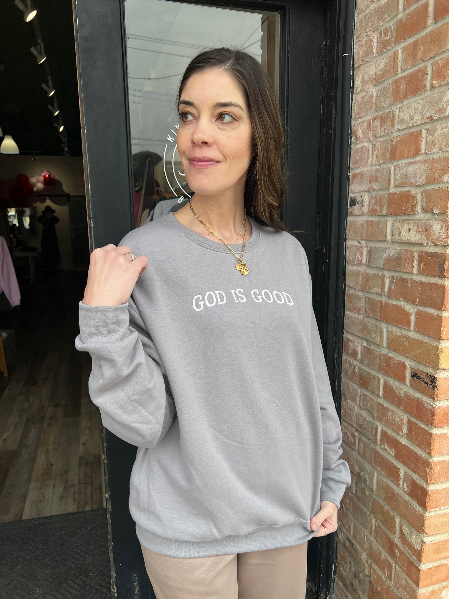 God Is Good Embroidered Sweatshirt