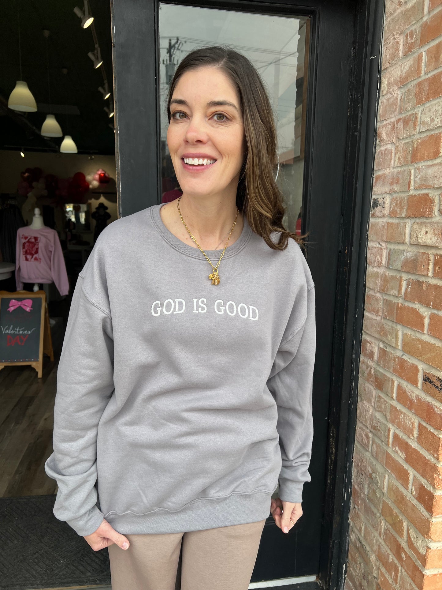 God Is Good Embroidered Sweatshirt