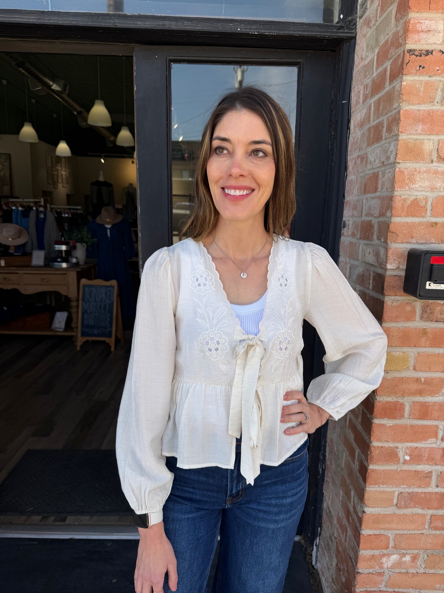 Alanna Floral Eyelet Top