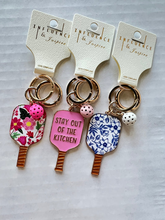 Gold Pickleball Paddle Keychains