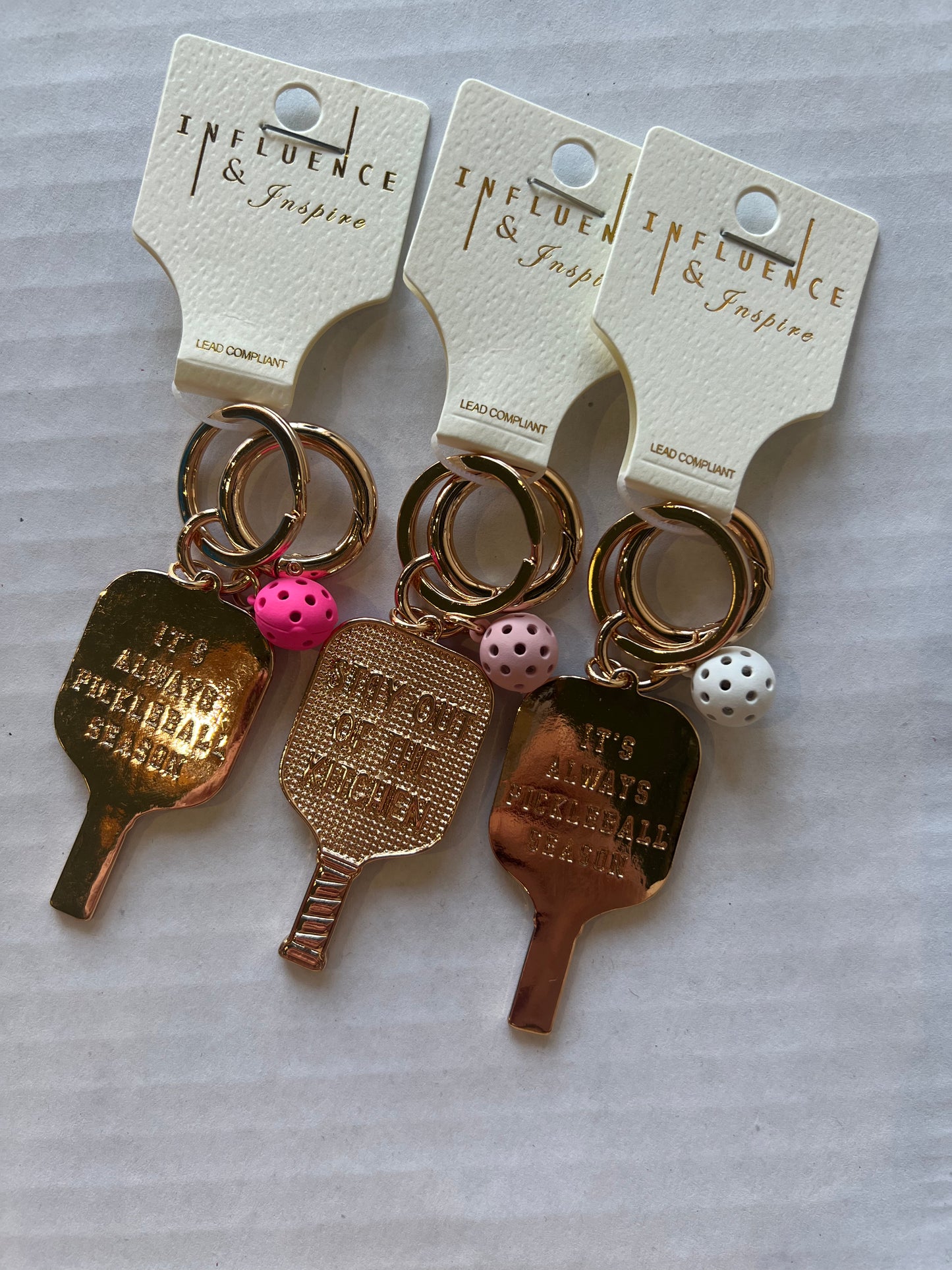 Gold Pickleball Paddle Keychains