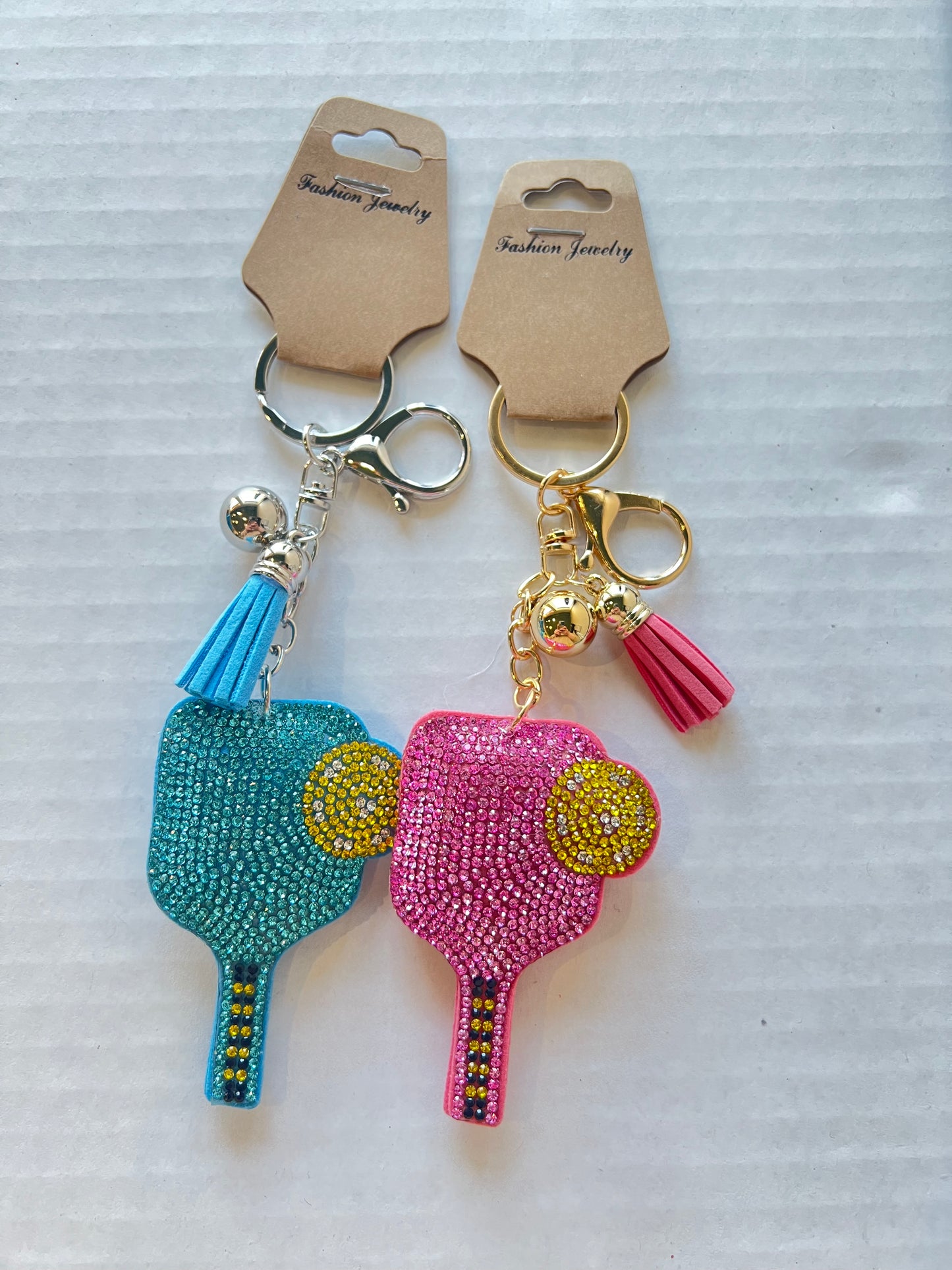 Rhinestone Pickleball Paddle Keychains