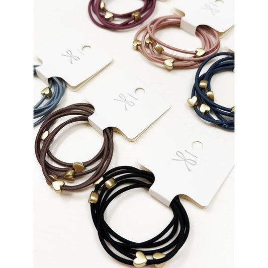 Love and Repeat Heart Beaded Basic Hair Tie Set