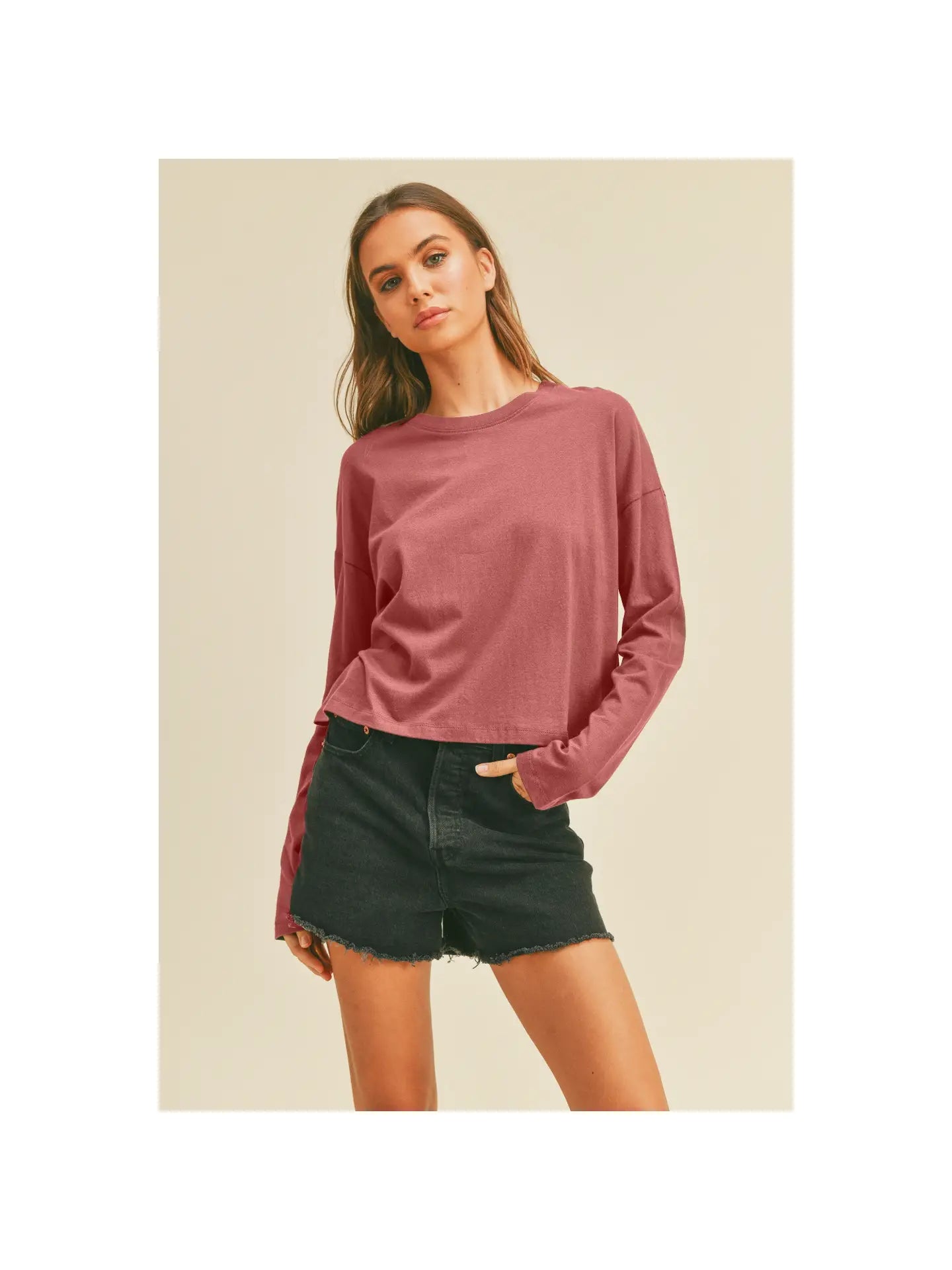 Poppy Vintage Rose Blank Long Sleeve Tee