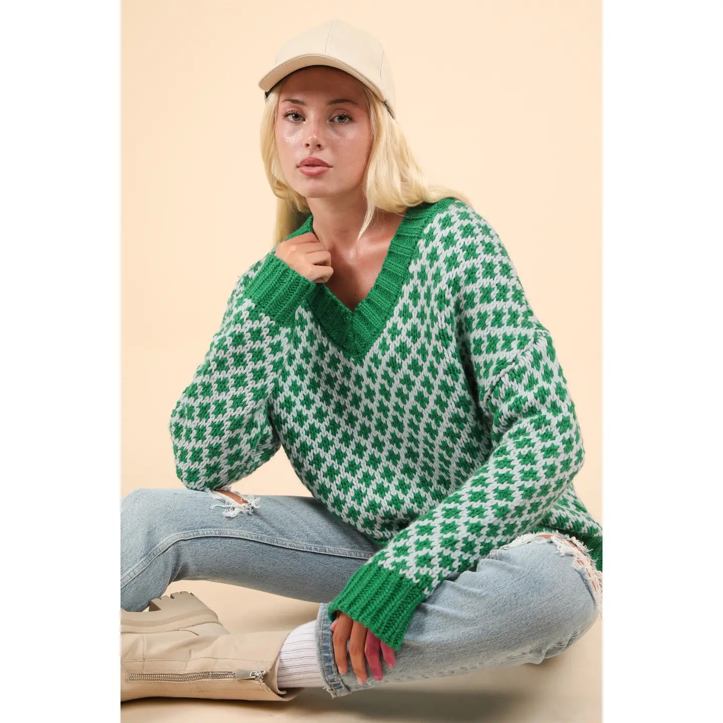 Kelly Green Oversized Knit Sweater