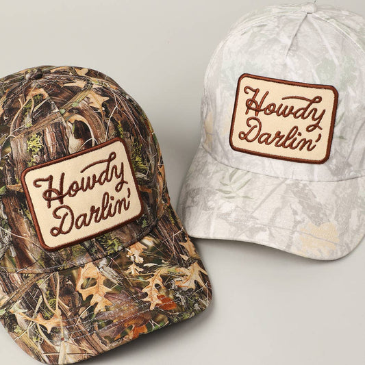 Howdy Darlin' Embroidery Patch Camo Trucker Hat