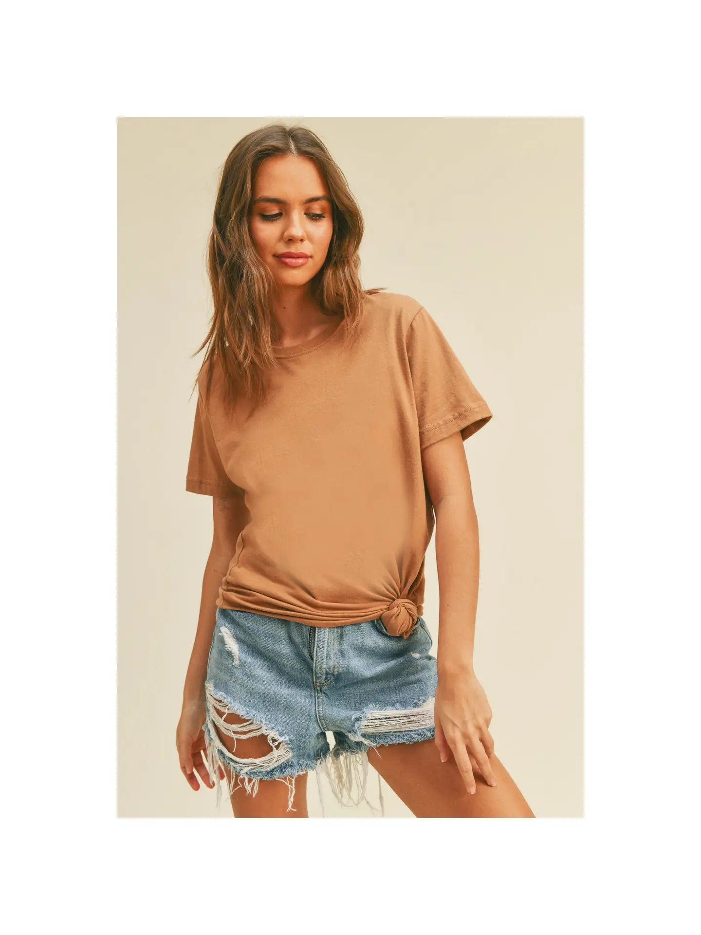 Abigail Toast Almond Blank Fit Tee