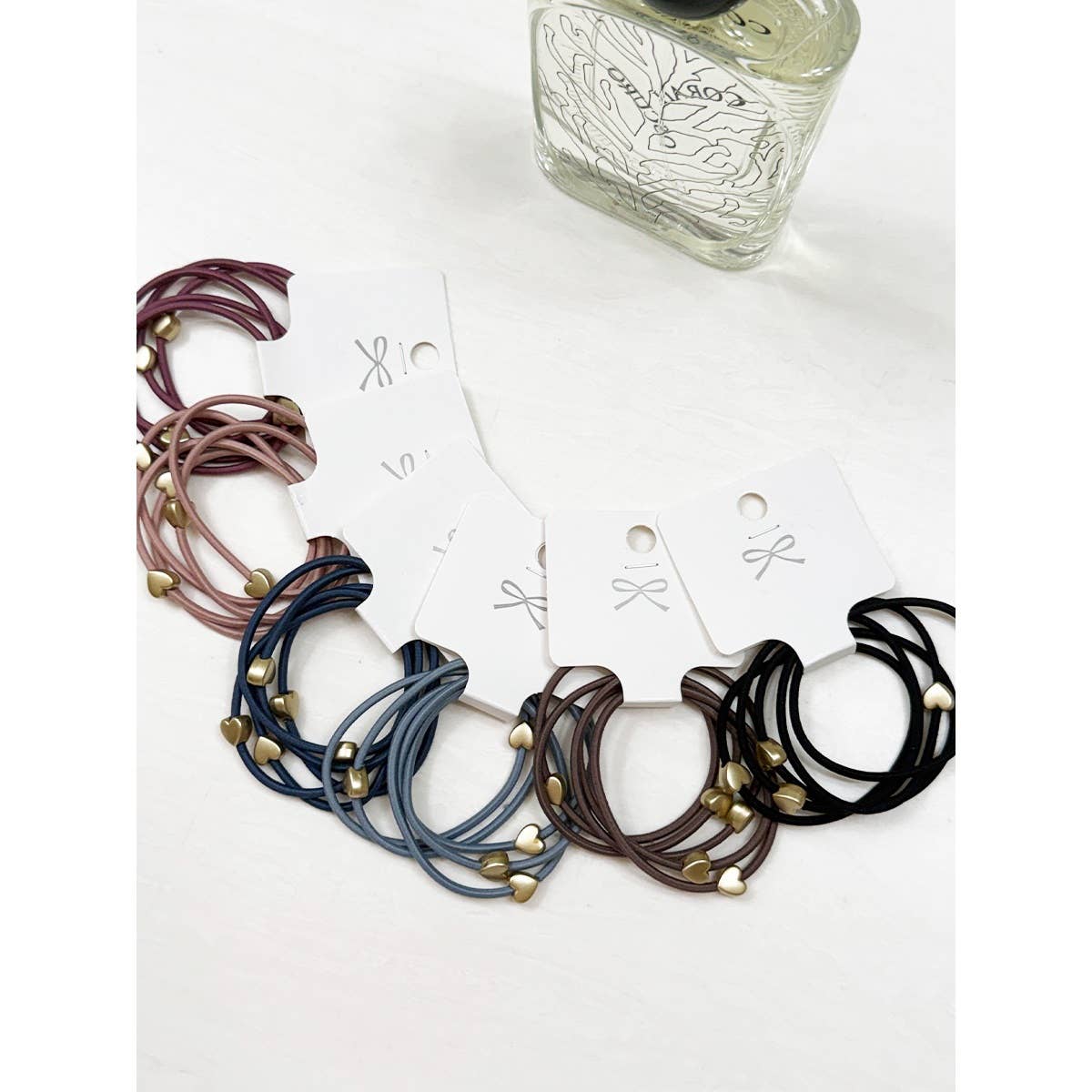 Love and Repeat Heart Beaded Basic Hair Tie Set