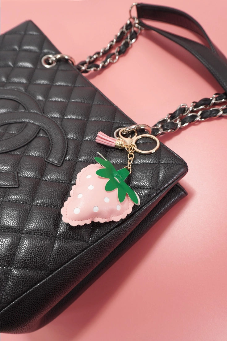 Strawberry Leather Keychain