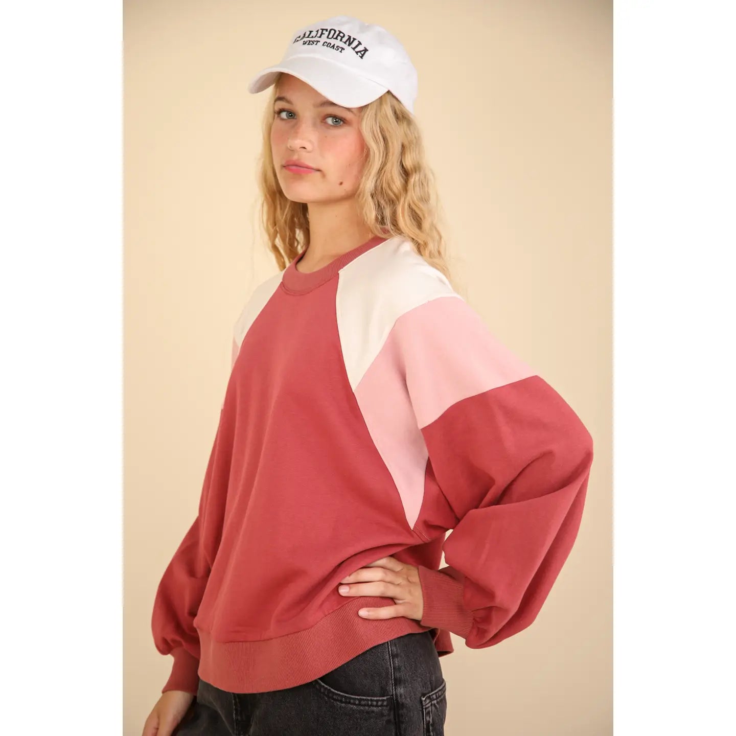 Novie Color Block Pink Sweatshirt