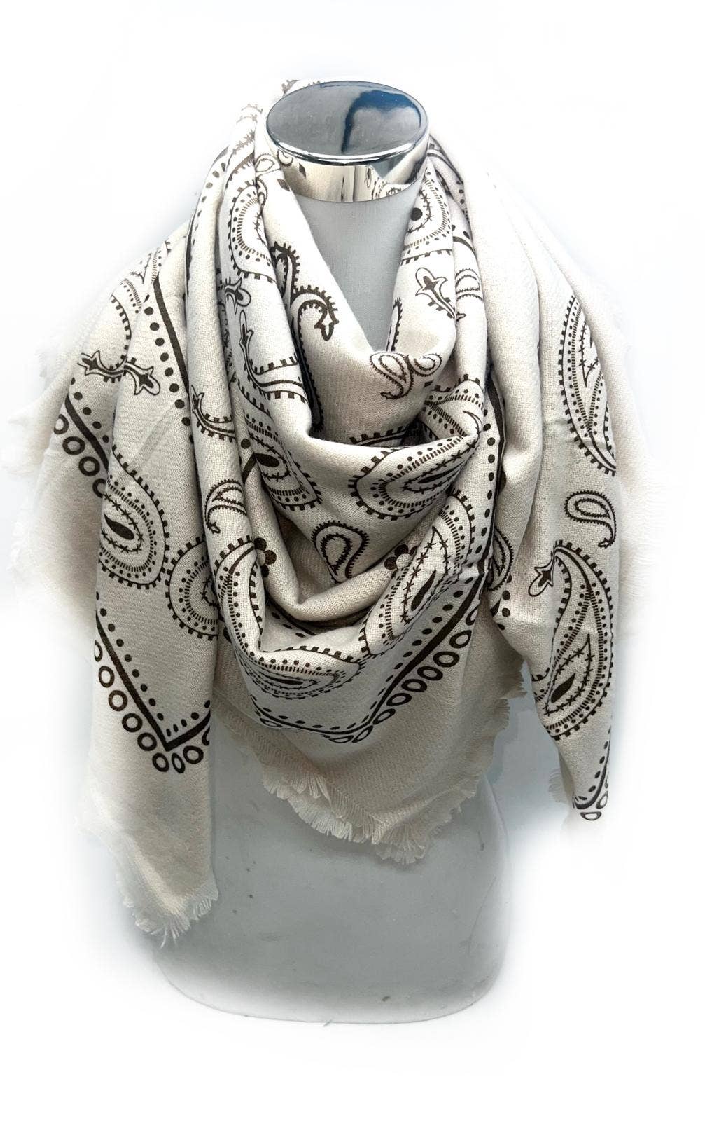 Large square scarves with bandana patterns