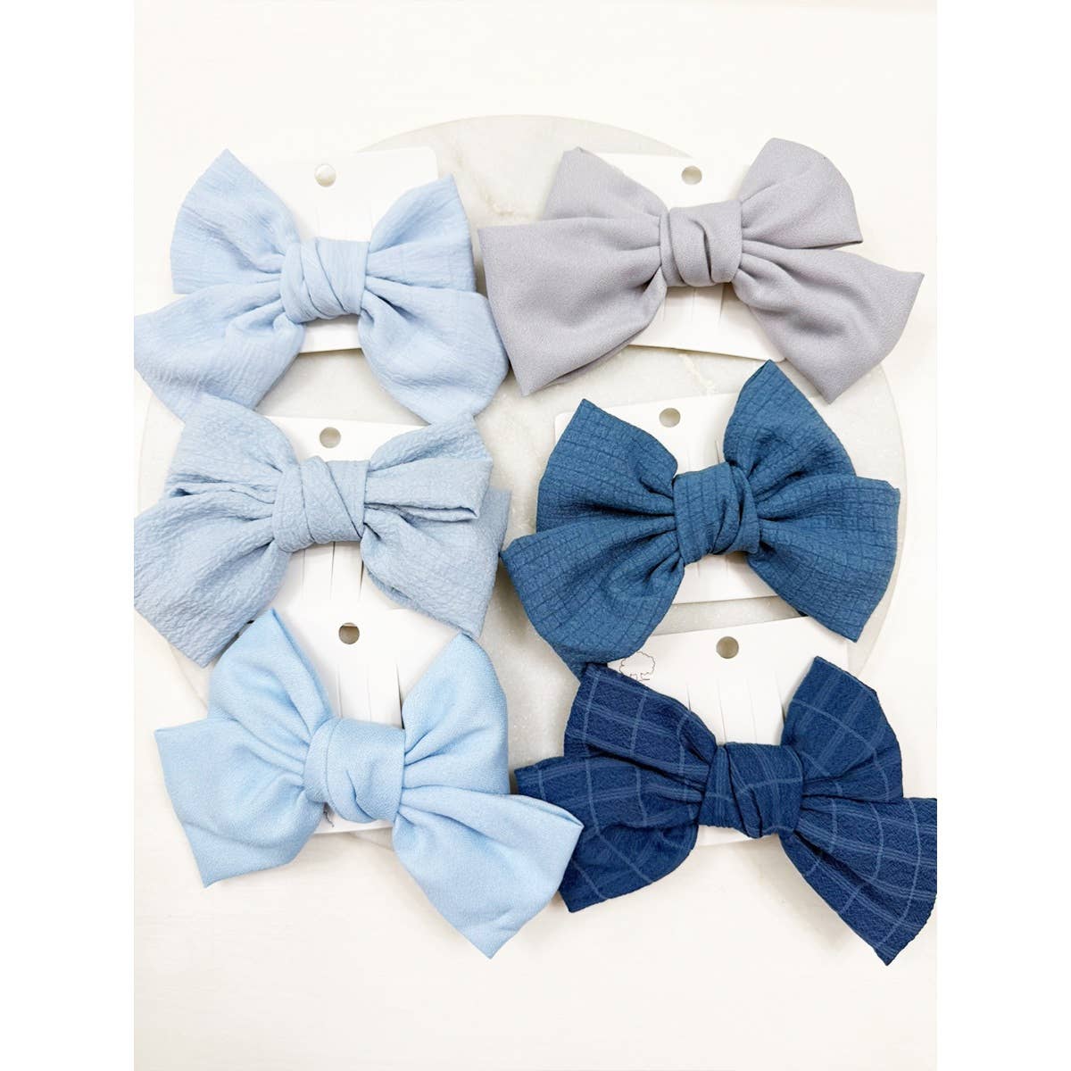 Blue Shade Double Layer  Bow Hair Clips