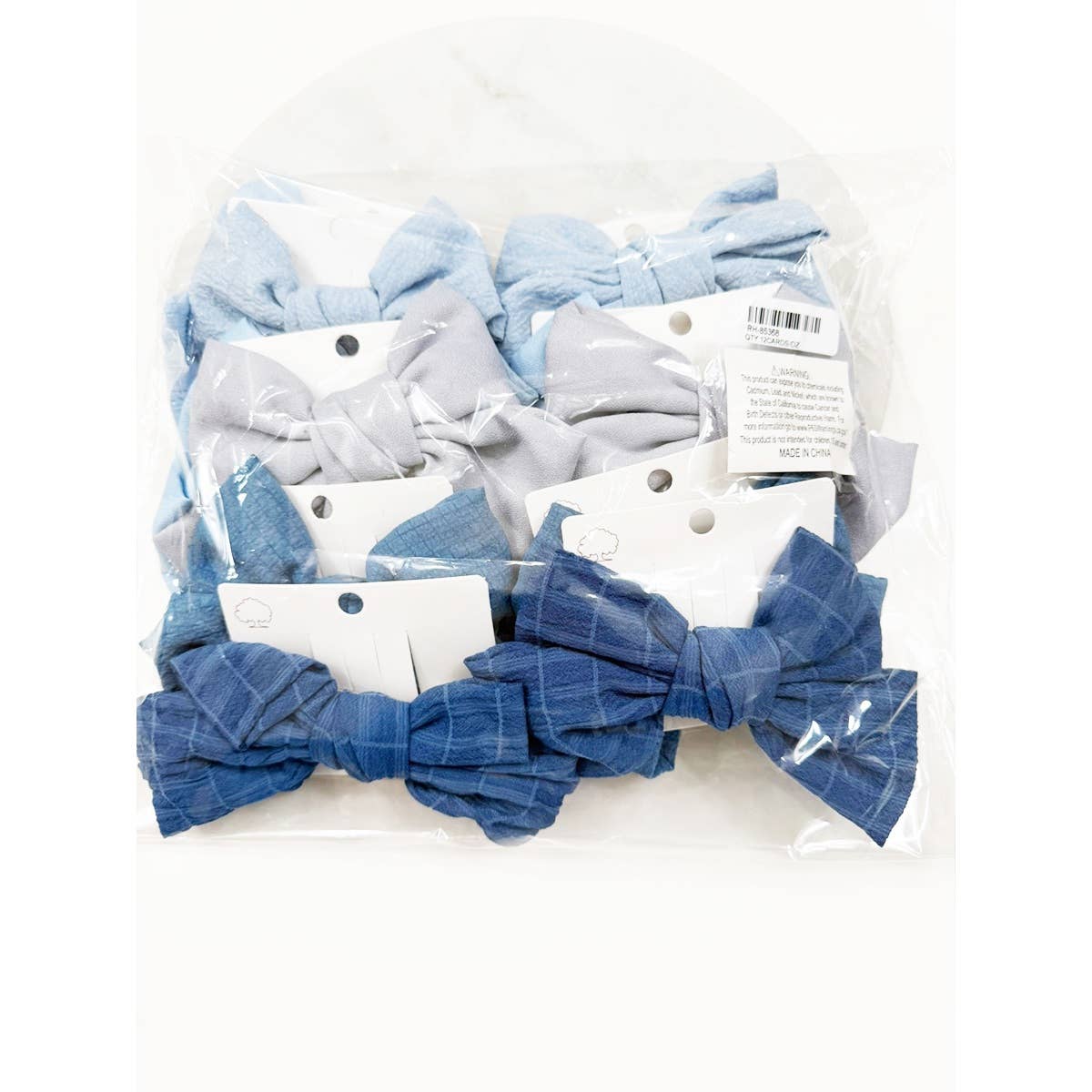 Blue Shade Double Layer  Bow Hair Clips