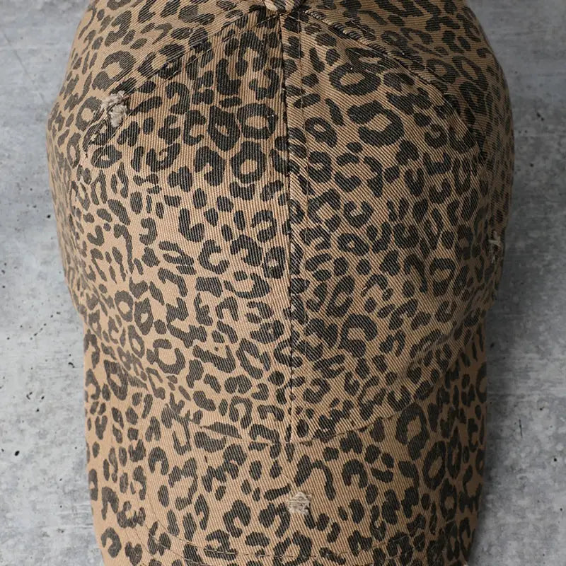 Leopard Distressed Cotton Baseball Cap