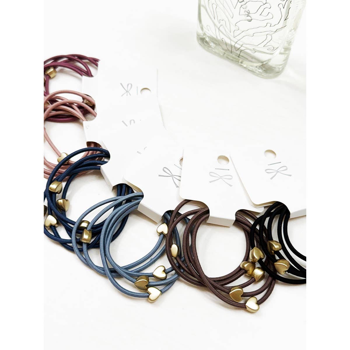 Love and Repeat Heart Beaded Basic Hair Tie Set