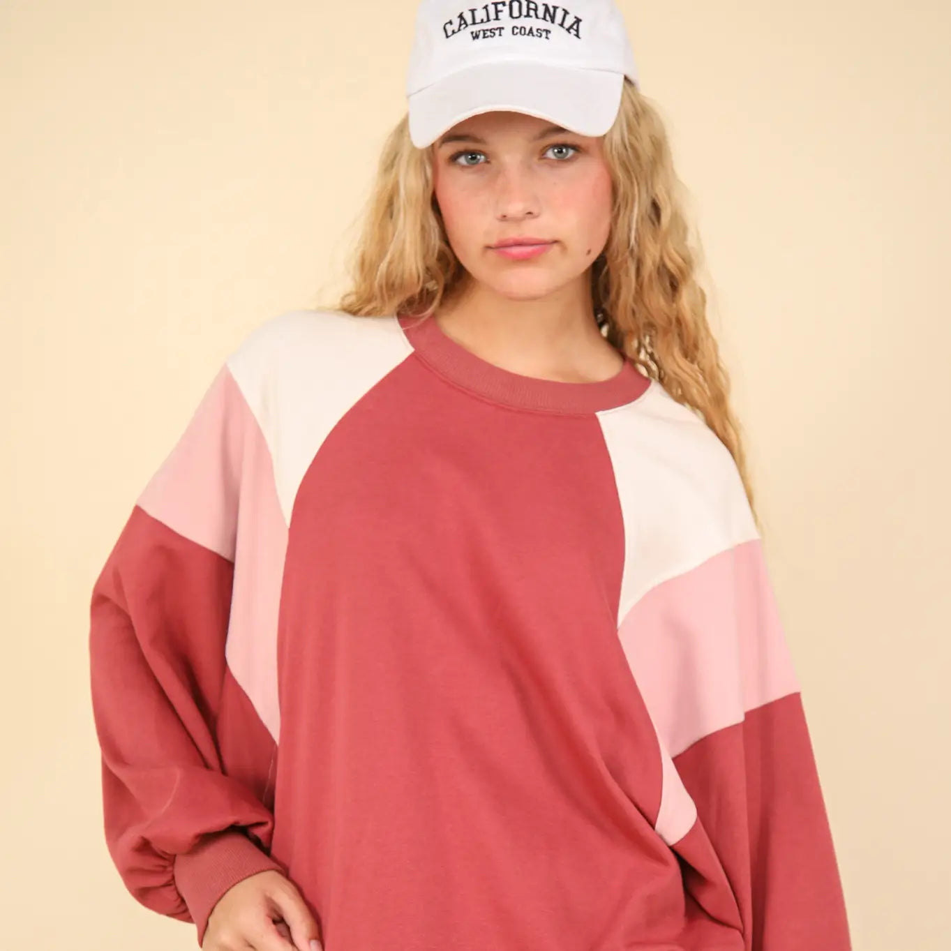 Novie Color Block Pink Sweatshirt