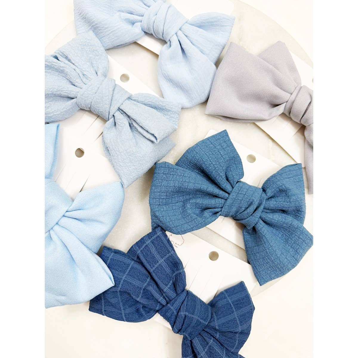 Blue Shade Double Layer  Bow Hair Clips