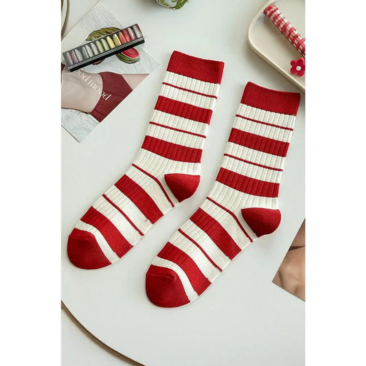 Christmas Color Block Ribbed Crew Socks