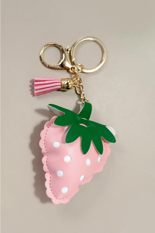 Strawberry Leather Keychain