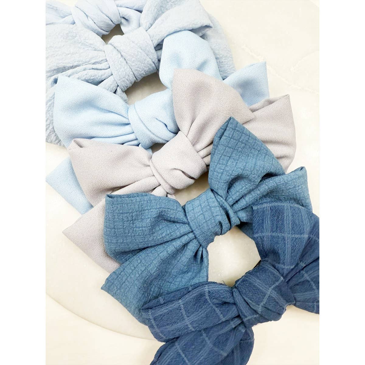 Blue Shade Double Layer  Bow Hair Clips