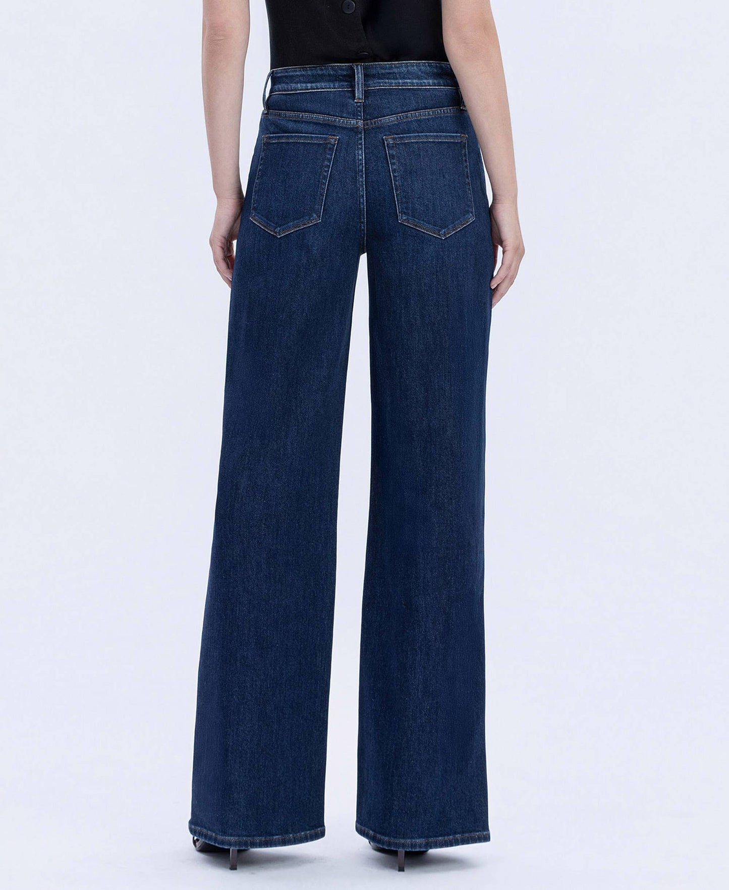 SUPER HIGH RISE FULL LENGTH DARK WASH WIDE JEANS T6937