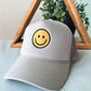 Smiley Face Trucker Hat - Grey