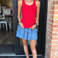 Juliet Solid Red Ribbed Tank